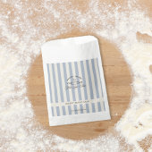  Frans Blauw Elegant Gestreepte Bakkerij Logo Bedankzakje