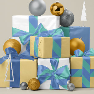 Frans Blauw en Turquoise Brede Streep Satijnen Lint