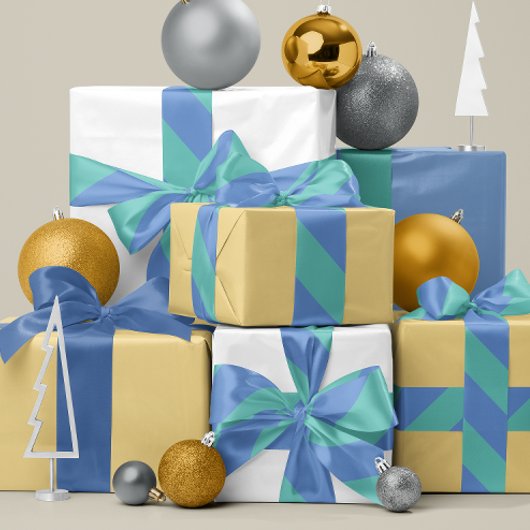 Frans Blauw en Turquoise Brede Streep Satijnen Lint