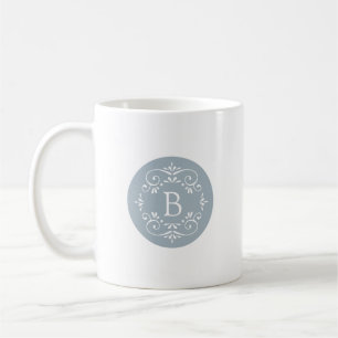 Frans Blauw en wit decoratief monogram Koffiemok