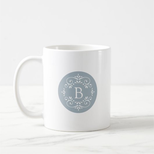 Frans Blauw en wit decoratief monogram Koffiemok (Links)