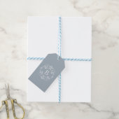 Frans Blauw en wit Elegant Monogram Cadeaulabel (Met Touw)