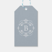 Frans Blauw en wit Elegant Monogram Cadeaulabel (Voorkant)