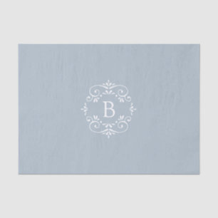 Frans Blauw en wit Elegant Monogram Tissuepapier