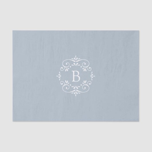 Frans Blauw en wit Elegant Monogram Tissuepapier (Voorkant)