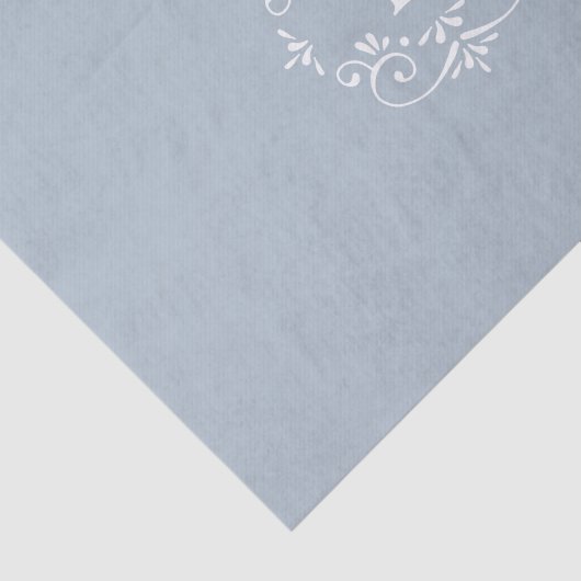 Frans Blauw en wit Elegant Monogram Tissuepapier (Detail)