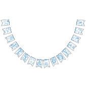 Frans Blauw en Wit Toile de Jouy Baby shower Vlaggetjes (Alle)