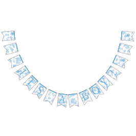 Frans Blauw en Wit Toile de Jouy Baby shower Vlaggetjes