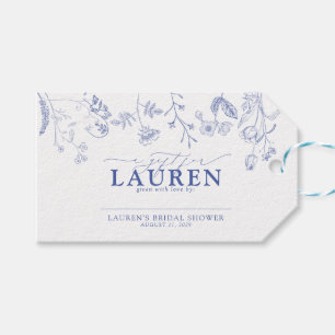 Frans blauw en wit Victoriaans schoeisel Geen omlo Cadeaulabel