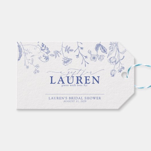 Frans blauw en wit Victoriaans schoeisel Geen omlo Cadeaulabel (Voorkant (Horizontaal))