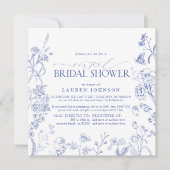 Frans Blauw en wit Victoriaans - virtuele douche Kaart (Voorkant)