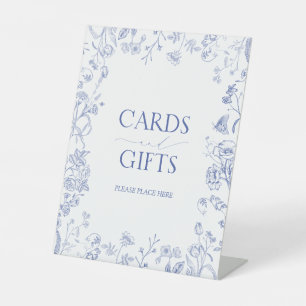 Frans Blauw en wit Victoriaans Vrijgezellenfeest G Reclamebord Met Voetstuk