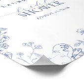 Frans Blauw en witte Victoriaans Shower Welkom Poster (Hoek)