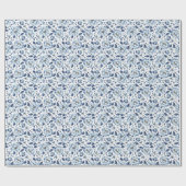 Frans  blauw flessenpatroon cadeaupapier (Vlak)