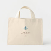 Frans Blauw Fleur de Lis Groom Initiaal Monogram Mini Tote Bag (Voorkant)