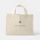 Frans Blauw Fleur de Lis Groomsman Initiaal Mini Tote Bag (Achterkant)