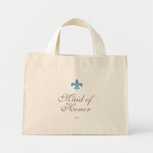 Frans Blauw Fleur de Lis Maid of Honor Initiaal Mini Tote Bag (Voorkant)