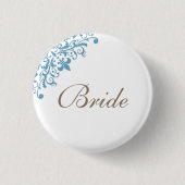Frans Blauw Fleur de Lis Script Bride Ronde Button 3,2 Cm (Voorkant)
