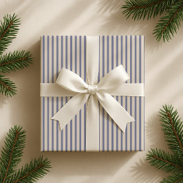 Frans blauw Gestreept Elegant Wrapping Papier