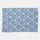 Frans Blauw-groen flessenpatroon Botanische afbeel Theedoek (Horizontaal)
