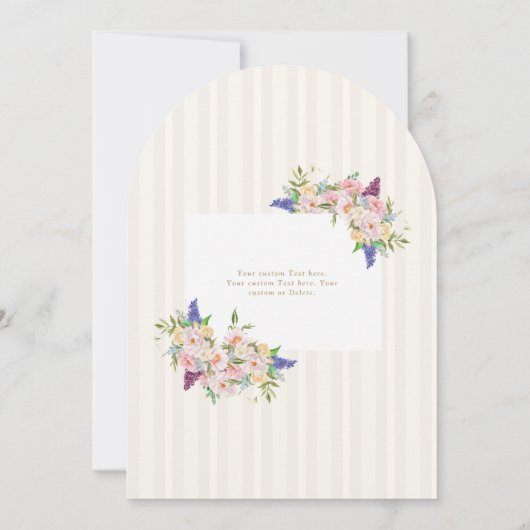 Frans Blauw Kleurrijke Bloemmonogram  Crest Kaart (Achterkant)