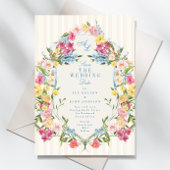 Frans Blauw Kleurrijke Bloemmonogram  Crest Save The Date