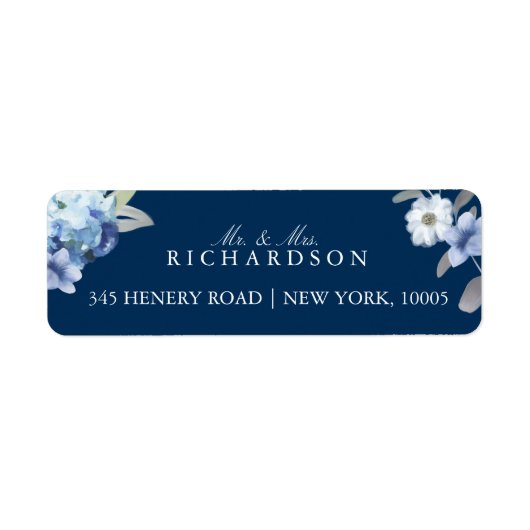 Frans Blauw & Lavendel Waterverf Bloemen Bruiloft Etiket (Voorkant)