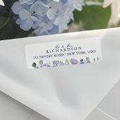 Frans Blauw & Lavendel Waterverf Bloemen Bruiloft Etiket