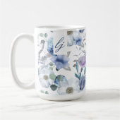 Frans Blauw & Lavendel Waterverf Bloemen Bruiloft Koffiemok (Links)