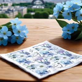 Frans Blauw & Lavendel Waterverf Bloemen Bruiloft Servet