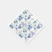 Frans Blauw & Lavendel Waterverf Bloemen Bruiloft Servet (Hoek)