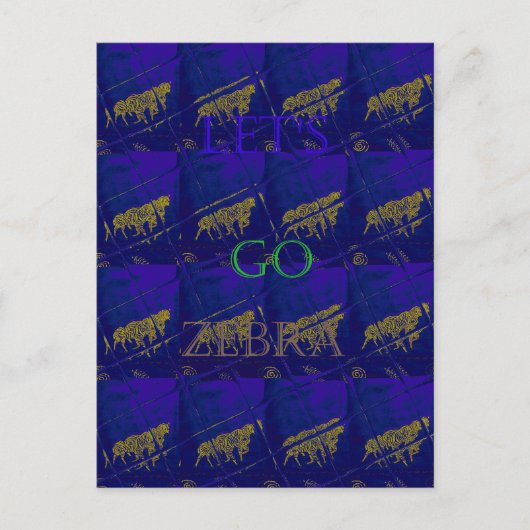 Frans Blauw "Let's Go Zebra" Abstracte druk Briefkaart (Voorkant)