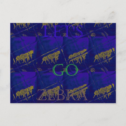 Frans Blauw "Let's Go Zebra" Abstracte druk Briefkaart (Voorkant)