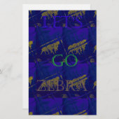 Frans Blauw "Let's Go Zebra" Abstracte druk Briefpapier (Voorkant / Achterkant)