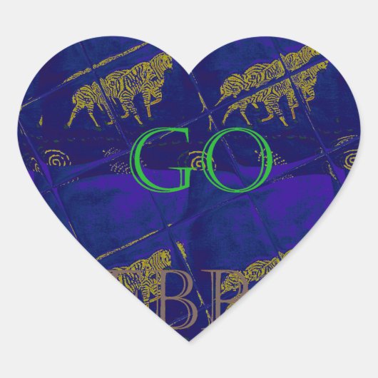 Frans Blauw "Let's Go Zebra" Abstracte druk Hart Sticker (Voorkant)