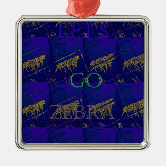 Frans Blauw "Let's Go Zebra" Abstracte druk Metalen Ornament (Voorkant)