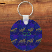 Frans Blauw "Let's Go Zebra" Abstracte druk Sleutelhanger (Voorkant)