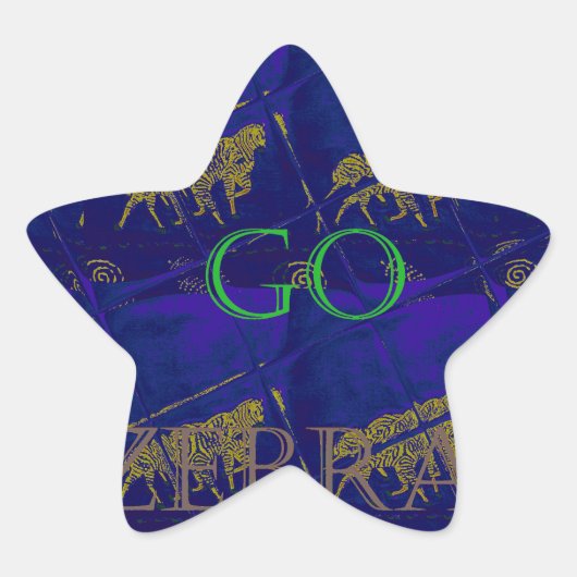 Frans Blauw "Let's Go Zebra" Abstracte druk Ster Sticker (Voorkant)