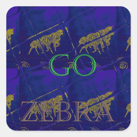 Frans Blauw "Let's Go Zebra" Abstracte druk Vierkante Sticker (Voorkant)