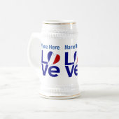 Frans Blauw LIEFDE Hart Vlag Gepersonaliseerd Bierpul (Voorkant links)