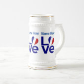 Frans Blauw LIEFDE Hart Vlag Gepersonaliseerd Bierpul (Voorkant rechts)
