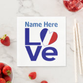 Frans Blauw LIEFDE Hart Vlag Gepersonaliseerde Par Servet (Insitu)