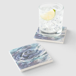 Frans Blauw Lila en Cerulean Artistiek Roos Stenen Onderzetter