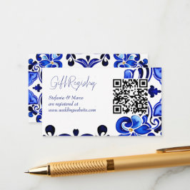 Frans Blauw Mediterraans tegels qr cadeau register Informatiekaartje