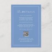 Frans Blauw Minimale bruiloft Details QR-code invo Informatiekaartje (Voorkant)