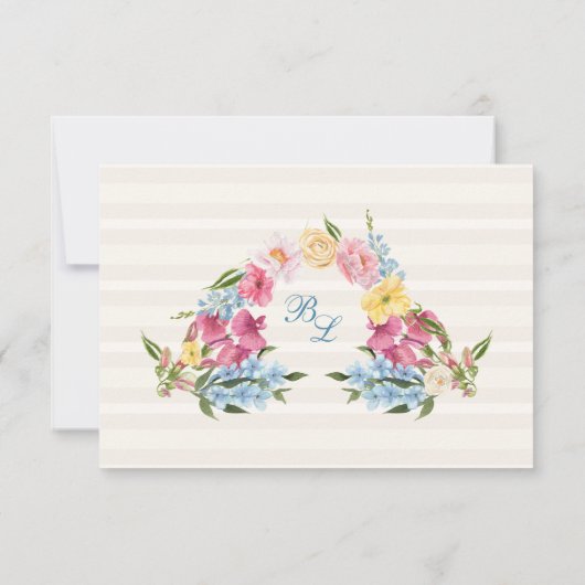 Frans Blauw Monogram Bloemenboeket RSVP Kaartje (Achterkant)