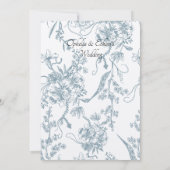 Frans Blauw Monogram Victoriaans kuif bruiloft Kaart (Achterkant)