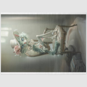 Frans Blauw Oog Kat Decoupage Tissuepapier