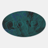 Frans Blauw Patroon Art Design Liefde Ovale Sticker (Voorkant)