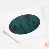 Frans Blauw Patroon Art Design Liefde Ovale Sticker (Envelop)